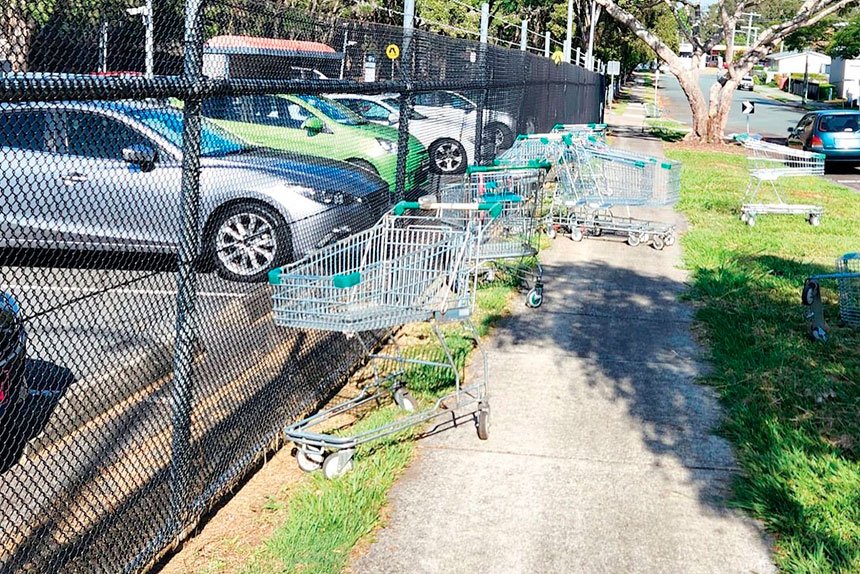 Pat Frier’s photo of 12 abandoned Woolworths trolleys at Birkdale Train Station generated nearly 70 comments from concerned locals.