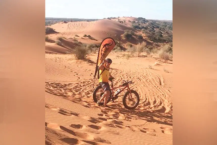 Two challenge members and their support crew travelled to the Australian Outback to compete in the annual Simpson Desert Bike Challenge, a five-day mountain bike event covering 500km.