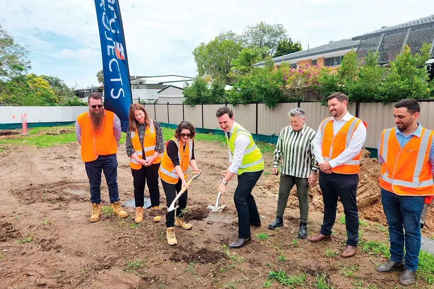 Mr O’Connor joined Mangrove Housing staff to break ground on the construction.