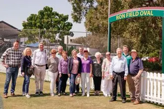 PROUD FAMILY: Two of Ron Field’s family members attended a special ceremony alongside Redlands Cricket officials, Redland City Councillors and local MPs. Photo: Alan Minifie