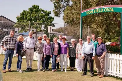 PROUD FAMILY: Two of Ron Field’s family members attended a special ceremony alongside Redlands Cricket officials, Redland City Councillors and local MPs. Photo: Alan Minifie