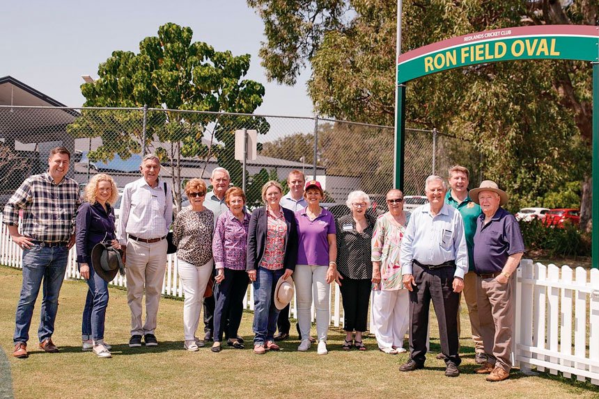 PROUD FAMILY: Two of Ron Field’s family members attended a special ceremony alongside Redlands Cricket officials, Redland City Councillors and local MPs. Photo: Alan Minifie