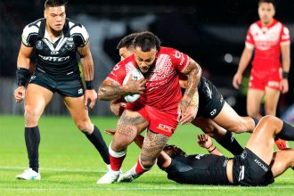 Tongan prop Addin Fonua-Blake during the Men’s Pacific Championships match between the New Zealand Kiwis and Tonga XIII at Go Media Stadium in Auckland. PHOTO: AAP Image/Brett Phibbs, via Photosport