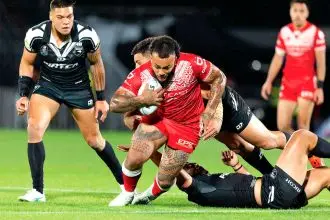 Tongan prop Addin Fonua-Blake during the Men’s Pacific Championships match between the New Zealand Kiwis and Tonga XIII at Go Media Stadium in Auckland. PHOTO: AAP Image/Brett Phibbs, via Photosport