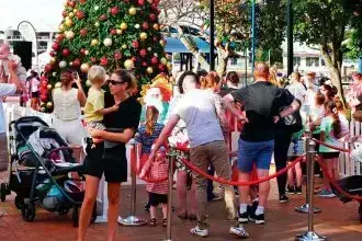 Santa had a busy evening, with lines early on in the festivities.