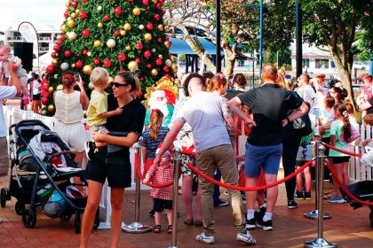 Santa had a busy evening, with lines early on in the festivities.