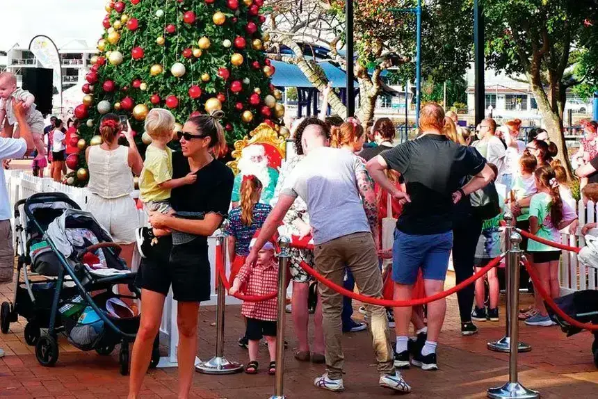 Santa had a busy evening, with lines early on in the festivities.