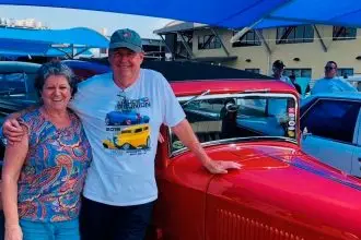 Anita and Greg Thomsen and their 1932 Ford hot rod.