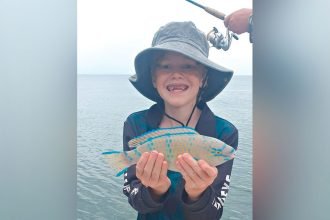 Cooper Wealleans caught this parrot fish off a jetty at Amity Point.