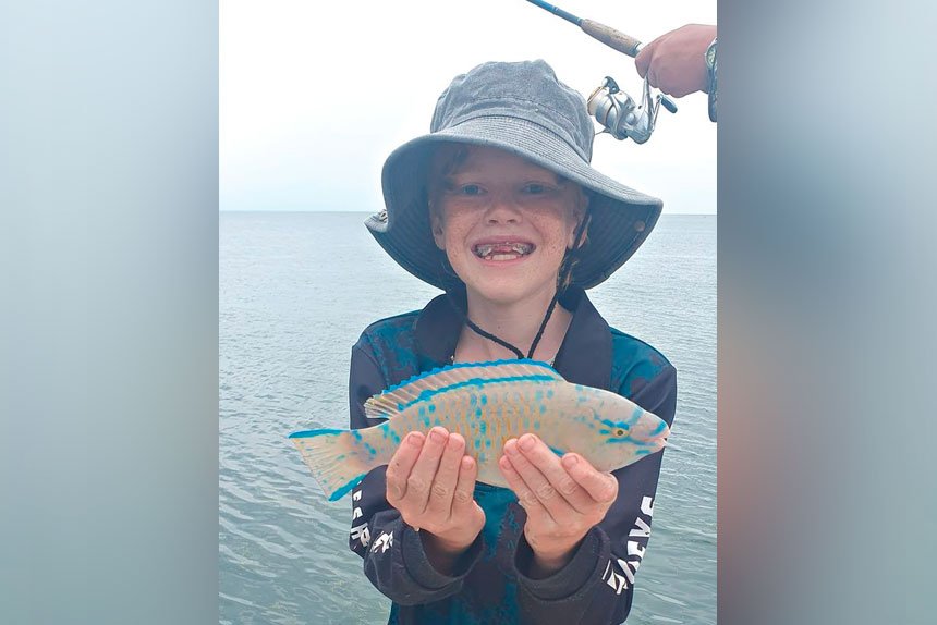 Cooper Wealleans caught this parrot fish off a jetty at Amity Point.