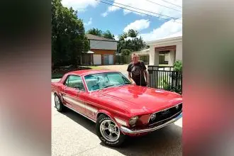 Bob Cooper enjoys a run in his 1968 Mustang coupe.