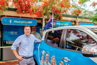 Henry Pike is offering 2000 Australian-made car flags to locals as part of a campaign to make the Redlands Australia’s most patriotic city.