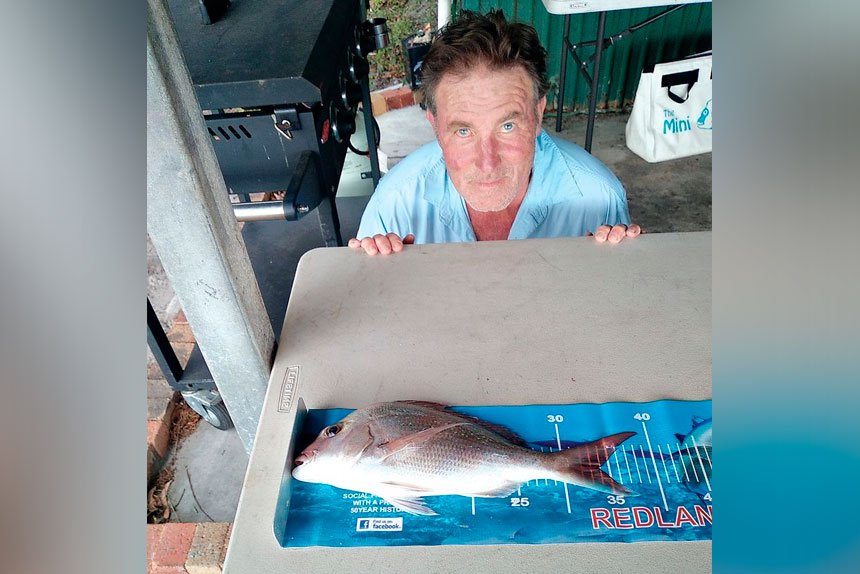 Leon Joliffe with a snapper caught near the Redlands RSL club huts.