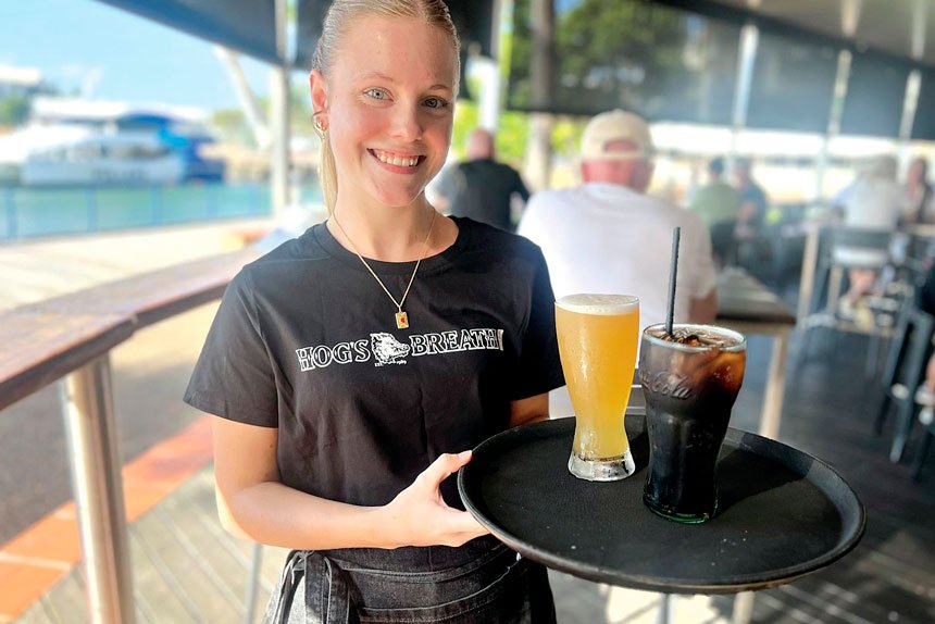 Yaegen Hunter at the Hog’s Breath Café at Raby Bay.