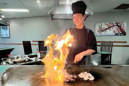 COOKING UP A STORM: Owner and chef David Tan works his magic at Teppanyaki Bar.