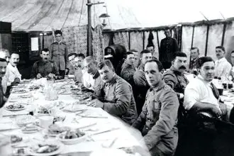 HISTORIC SHOT: Inside the officers’ mess tent at Lytton.