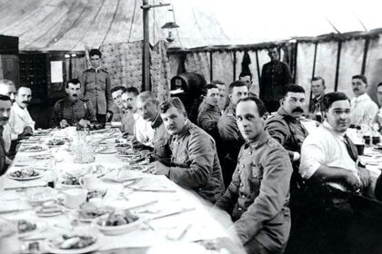 HISTORIC SHOT: Inside the officers’ mess tent at Lytton.