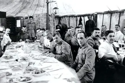 HISTORIC SHOT: Inside the officers’ mess tent at Lytton.