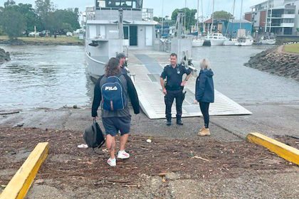 HOME TIME: Joshua Doyle on his way back to Russell Island.
