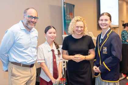 Key speaker Stefan Hajkowicz, Asha Brierley, State Member for Oodgeroo Amanda Stoker, and Leah Bridges.