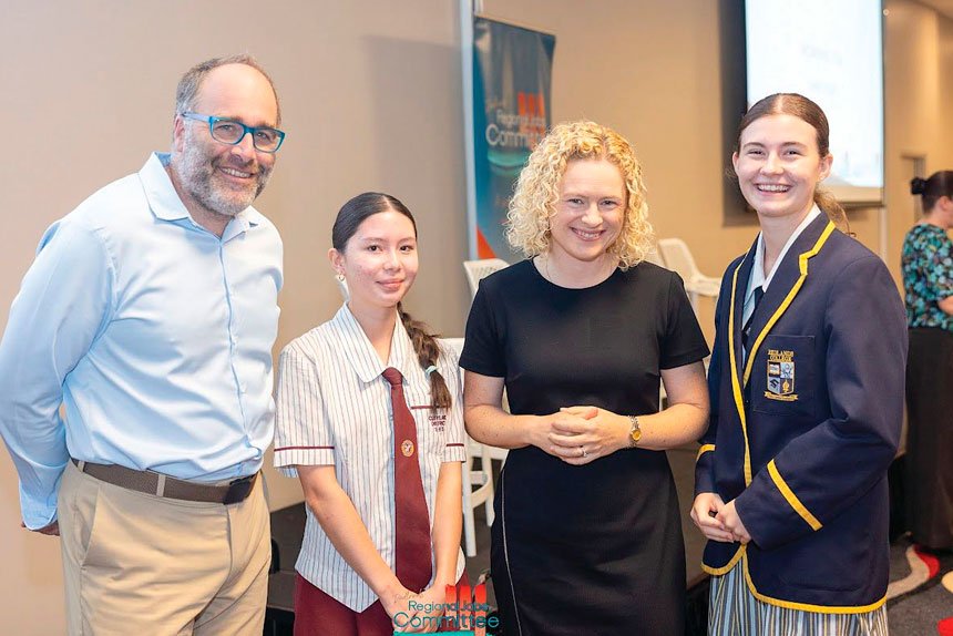 Key speaker Stefan Hajkowicz, Asha Brierley, State Member for Oodgeroo Amanda Stoker, and Leah Bridges.