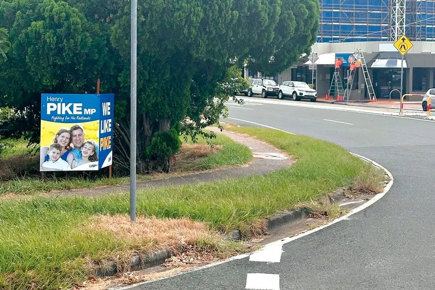 SIGN OF THE TIMES: One of Henry Pike’s many campaign signs – this one on a roundabout.