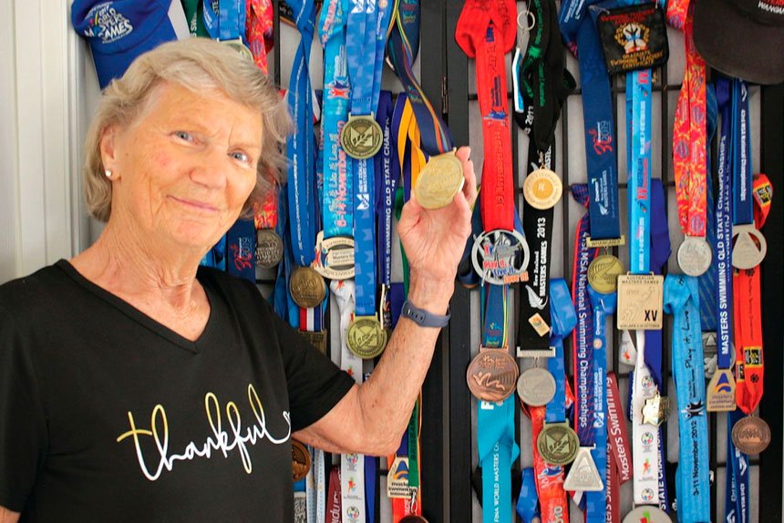 Hanna Wassenaar has a swag of medals gained through 25 years of Masters Games competition.