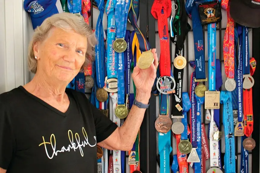 Hanna Wassenaar has a swag of medals gained through 25 years of Masters Games competition.