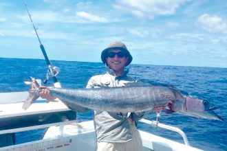 Jai Neumann with his biggest catch – a 1.3m wahoo.
