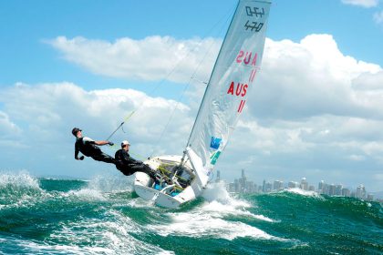 Olympic sailing gold medallist Mathew Belcher (right) and new crewmate Will Ryan during a training session.