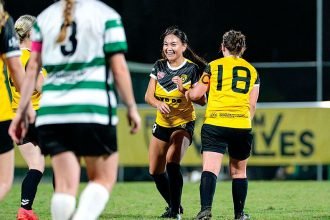It’s all smiles for Khelistar Murray as she celebrates a goal.