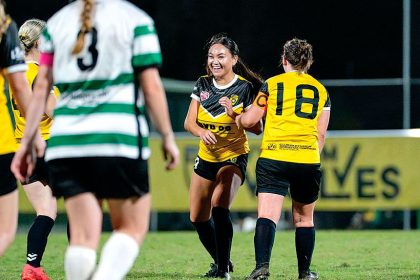 It’s all smiles for Khelistar Murray as she celebrates a goal.