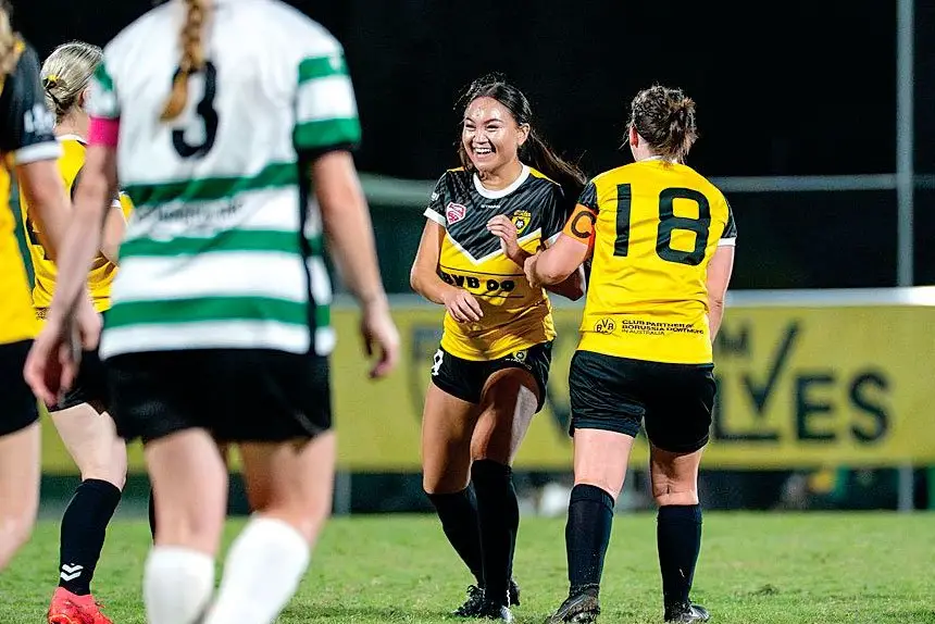 It’s all smiles for Khelistar Murray as she celebrates a goal.
