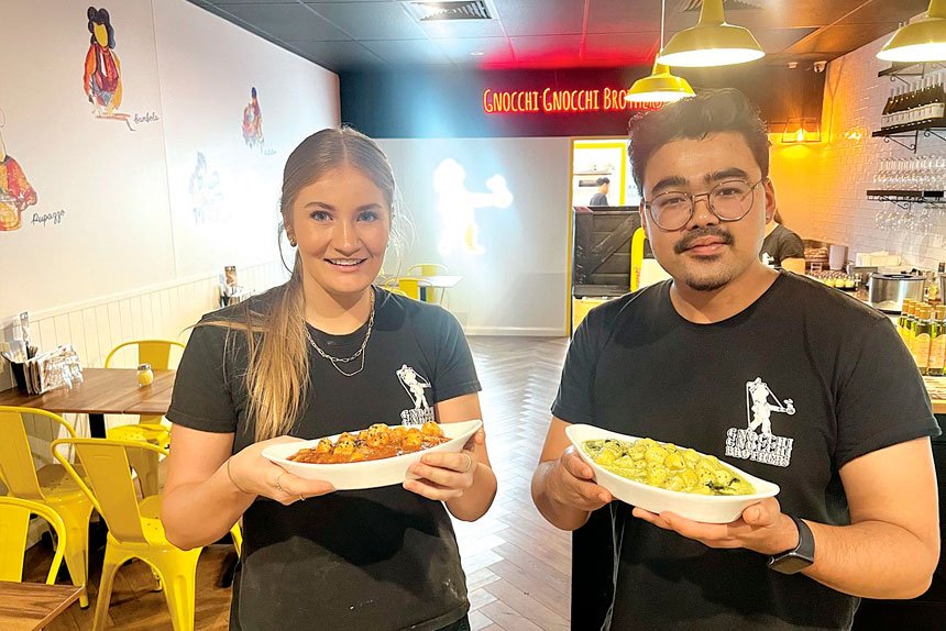 Gnocchi Gnocchi Brothers Cleveland General Manager Shravik Shrestha pictured with Charlotte Crawford.