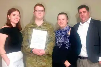 PROUD FAMILY: Aiden’s family were present to see him receive his prestigious award.