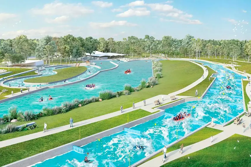 MAJOR PLANS: The Redland Whitewater Centre has been earmarked as the host venue for Olympic canoe slalom, with 8000 temporary seats and an integrated warm-up channel.