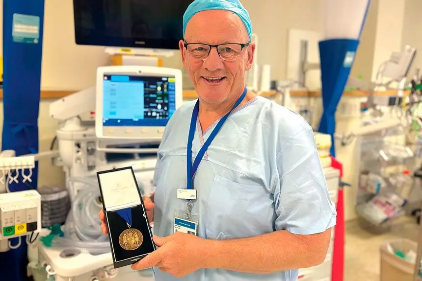 PRESTIGIOUS AWARD: Dr John Ward has been recognised for his service to anaesthesiology with the Anniversary Medal from the Association of Anaesthetists.