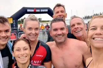 Dylan Phuah, Christine Kinlay, Kate Gaynor, Lucan O’Brien, Stuart Kemp and Kelly Phuah, with David Murtagh at the back.