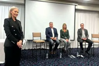 State Member for Redland Rebecca Young, Carl Bruhn from Urbex, Ruth Stokes from EDQ and Redland City Councillor Jason Colley.