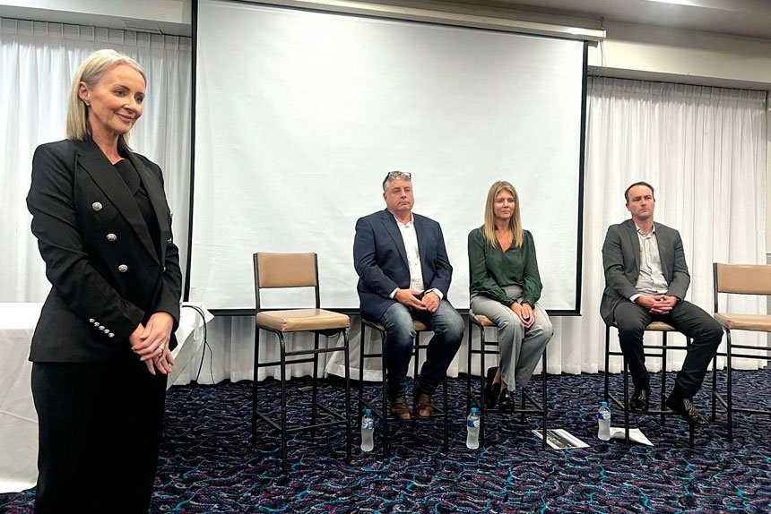 State Member for Redland Rebecca Young, Carl Bruhn from Urbex, Ruth Stokes from EDQ and Redland City Councillor Jason Colley.