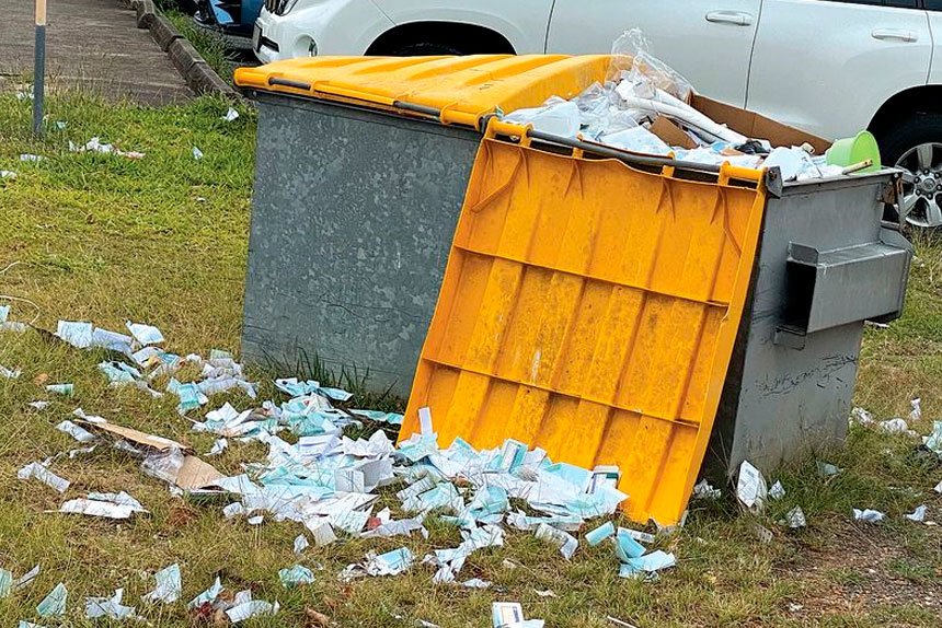 Scripts in the dirt outside a Capalaba pharmacy were first reported in November 2022, this newspaper has been told.