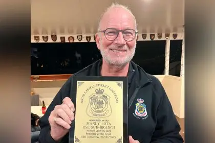 Michael Muir with the RSL Membership Award. PHOTO: Harvey Shore
