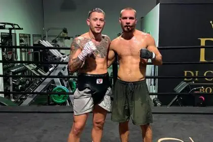 TUNING UP: Liam Paro with Kipa Keremete ahead of Paro’s upcoming fight with Jonathan Navarro.