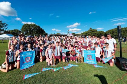 The proud Ormiston College cross country team after the TAS carnival.
