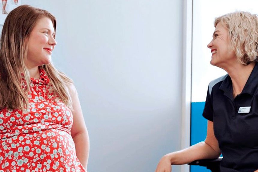 Physiotherapist Celine Van Zyl provides specialist support for expectant mums.