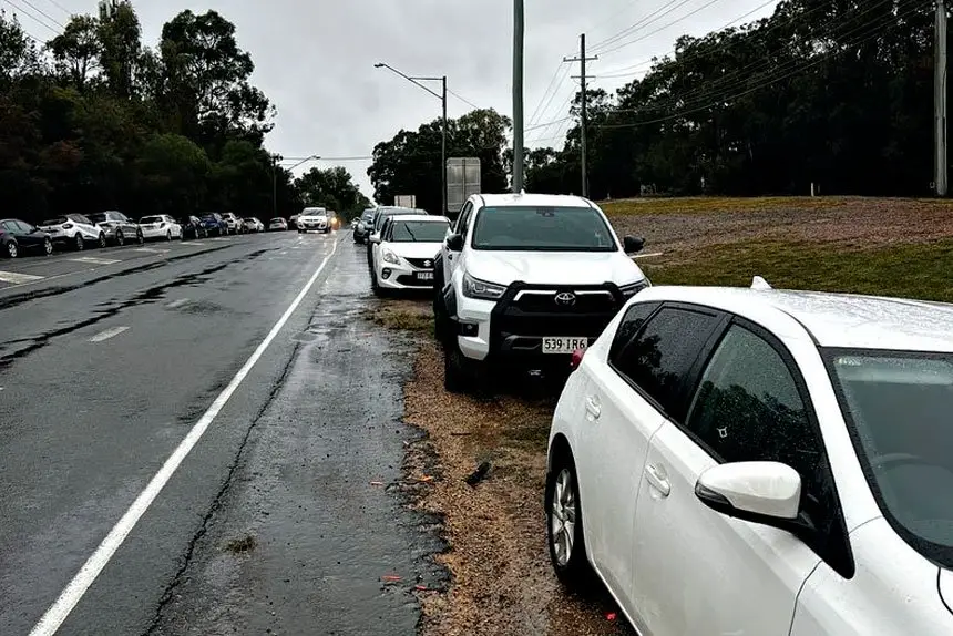 NOTHING BUT TROUBLE: There’s no footpath. No protection from speeding cars. No buffer for a turning vehicle.