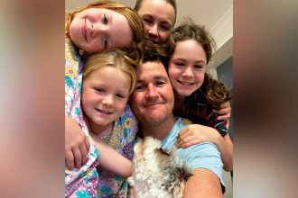 Jodie Bromiley, her husband Dennis, and their daughters Charli, Ava and Mila.