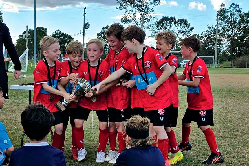 Redlands United Under 8 Reds team came out winners of the Inaugural Moreton City Cup. PHOTO: Redlands United FC
