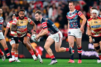Roosters halfback Sam Walker at his scheming best during the NRL Round 23 match against the Dolphins at Suncorp Stadium. PHOTO: AAP Image/Dave Hunt