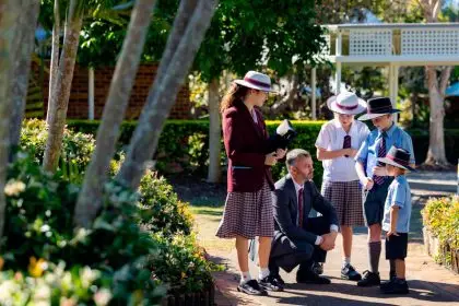 Headmaster Michael Hornby with students.